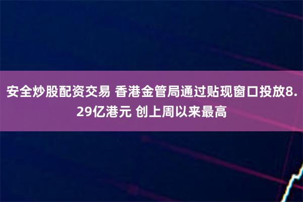 安全炒股配资交易 香港金管局通过贴现窗口投放8.29亿港元 创上周以来最高