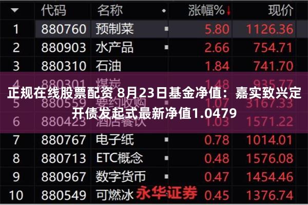 正规在线股票配资 8月23日基金净值：嘉实致兴定开债发起式最新净值1.0479